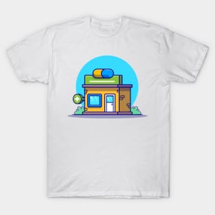 Drugstore Building Cartoon Illustration T-Shirt